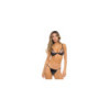 Ensemble 2 pièces noir vinyl comprenant soutien gorge demi seins et string 